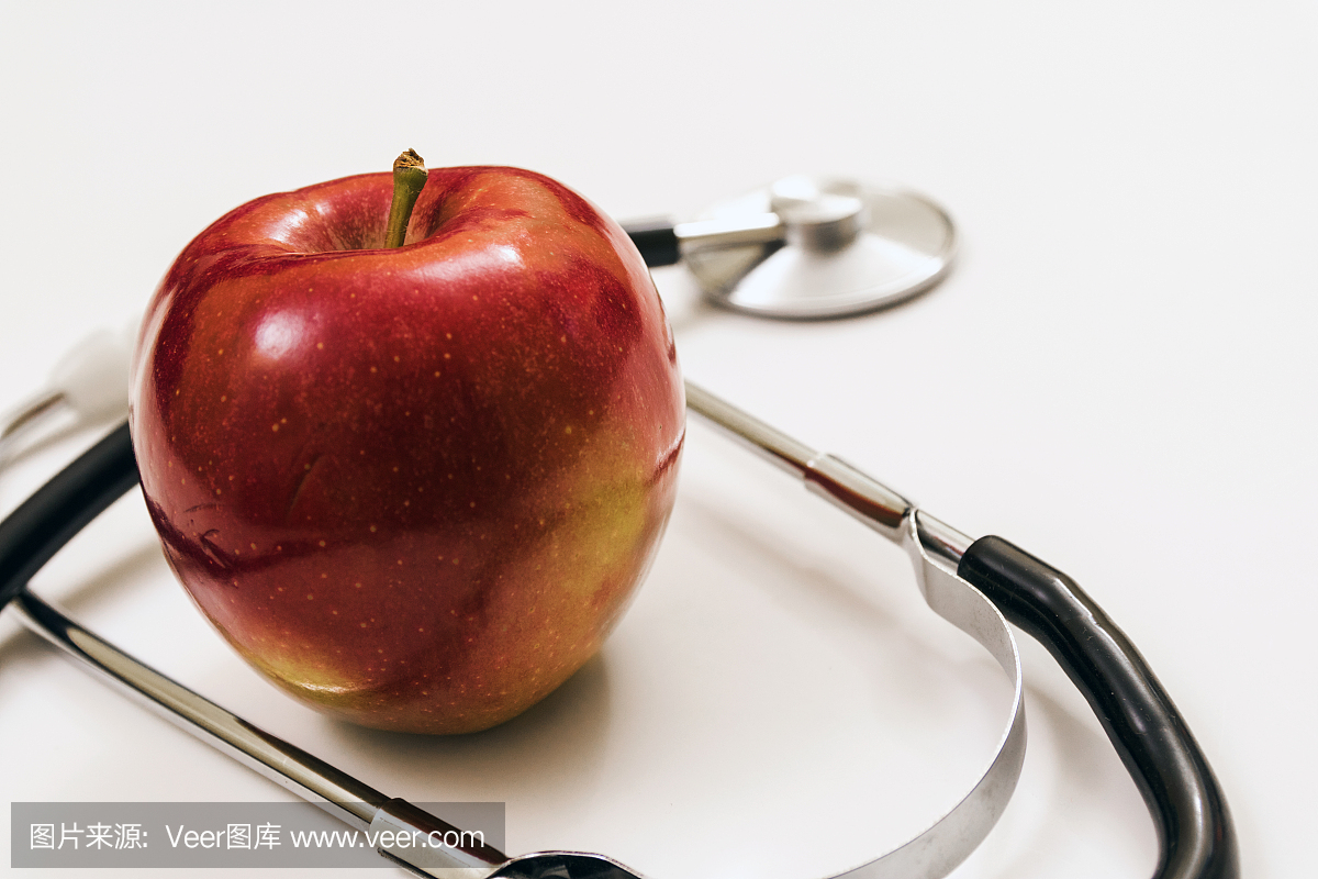 蘋(píng)果概念聽(tīng)診器,用于飲食、保健、營(yíng)養(yǎng)或醫(yī)療保險(xiǎn)