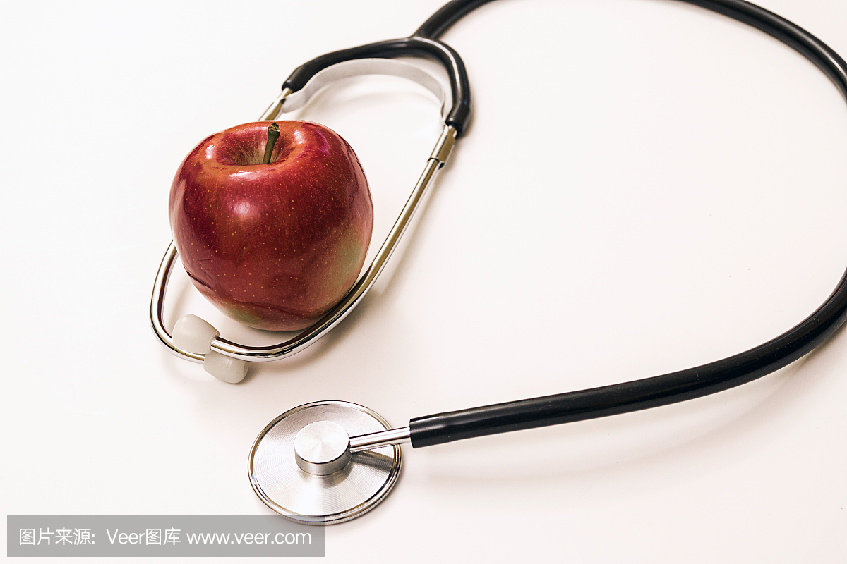 蘋果概念聽診器,用于飲食、保健、營養(yǎng)或醫(yī)療保險